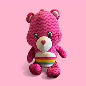 🌈 2015 Care Bear 21” Cheer Bear Large Plush Light And Dark Pink Striped Chevron